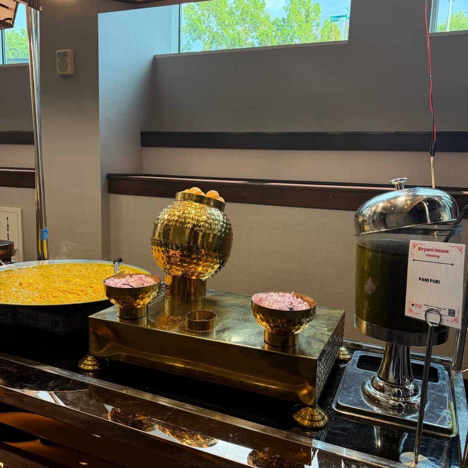 Pani puri catering station with accompaniments
