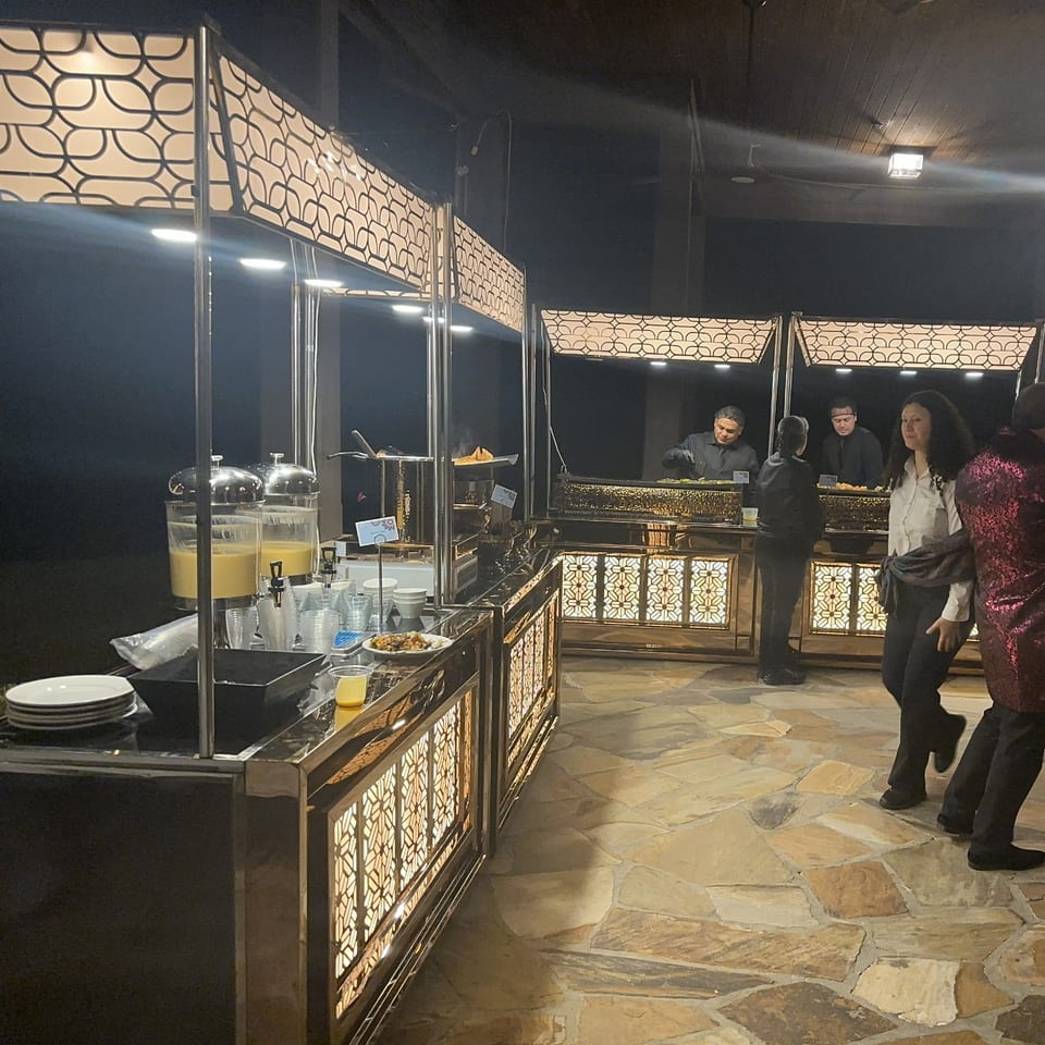 Illuminated buffet at a catered event